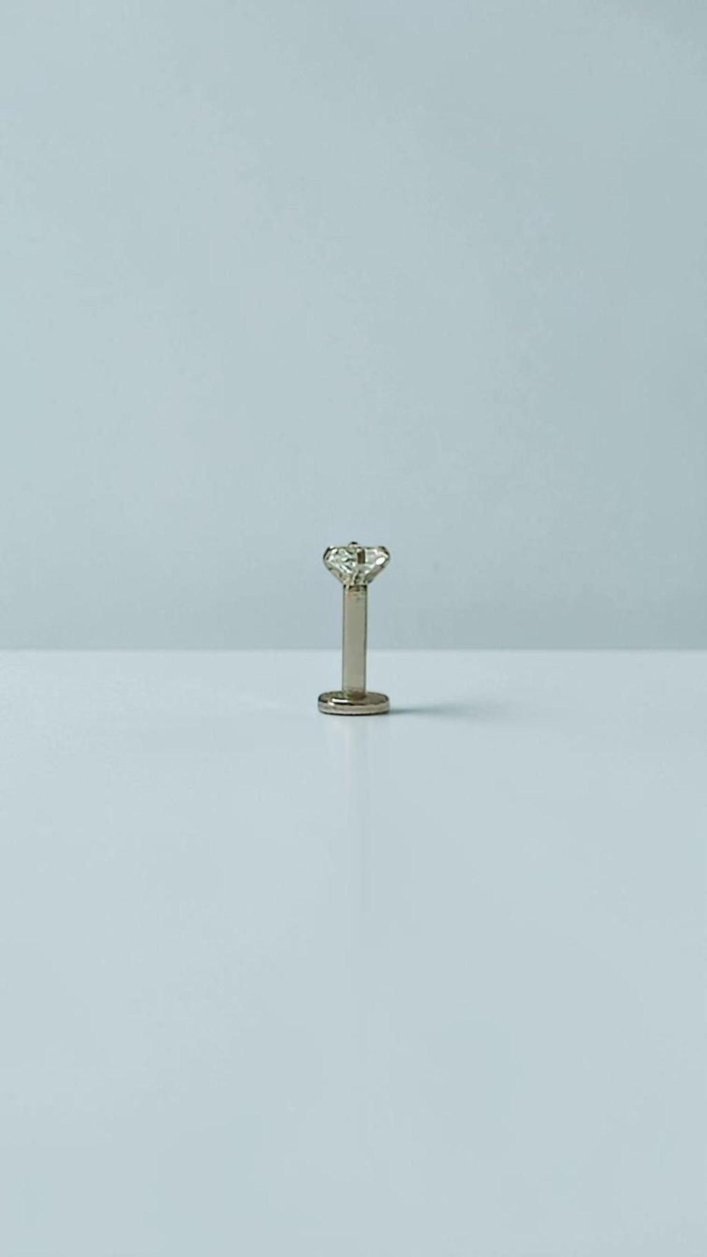 Clear CZ Labret Stud, Stainless Steel Flat Back Earring, Tragus Helix Piercing Jewellery
