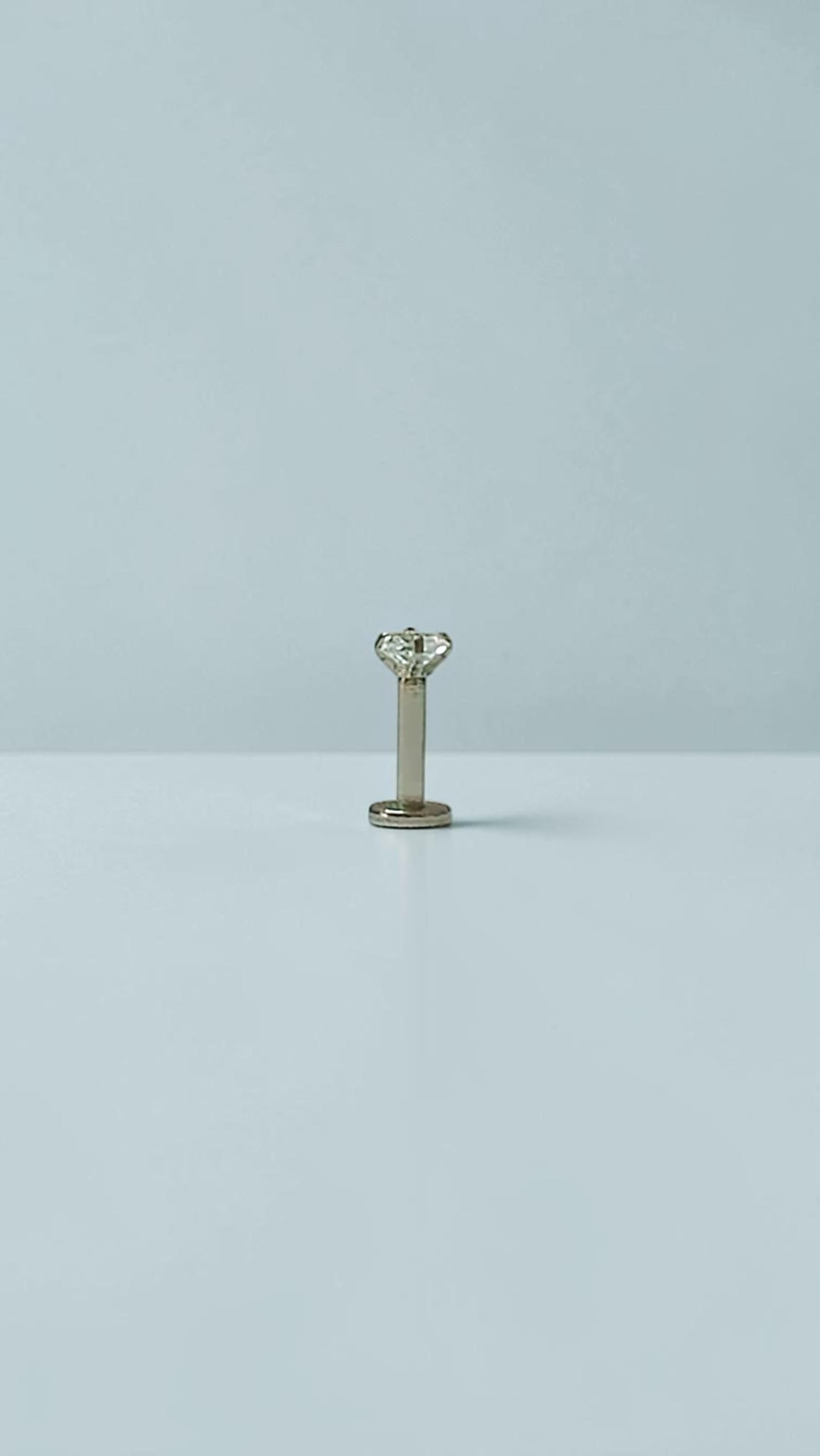 Clear CZ Labret Stud, Stainless Steel Flat Back Earring, Tragus Helix Piercing Jewellery