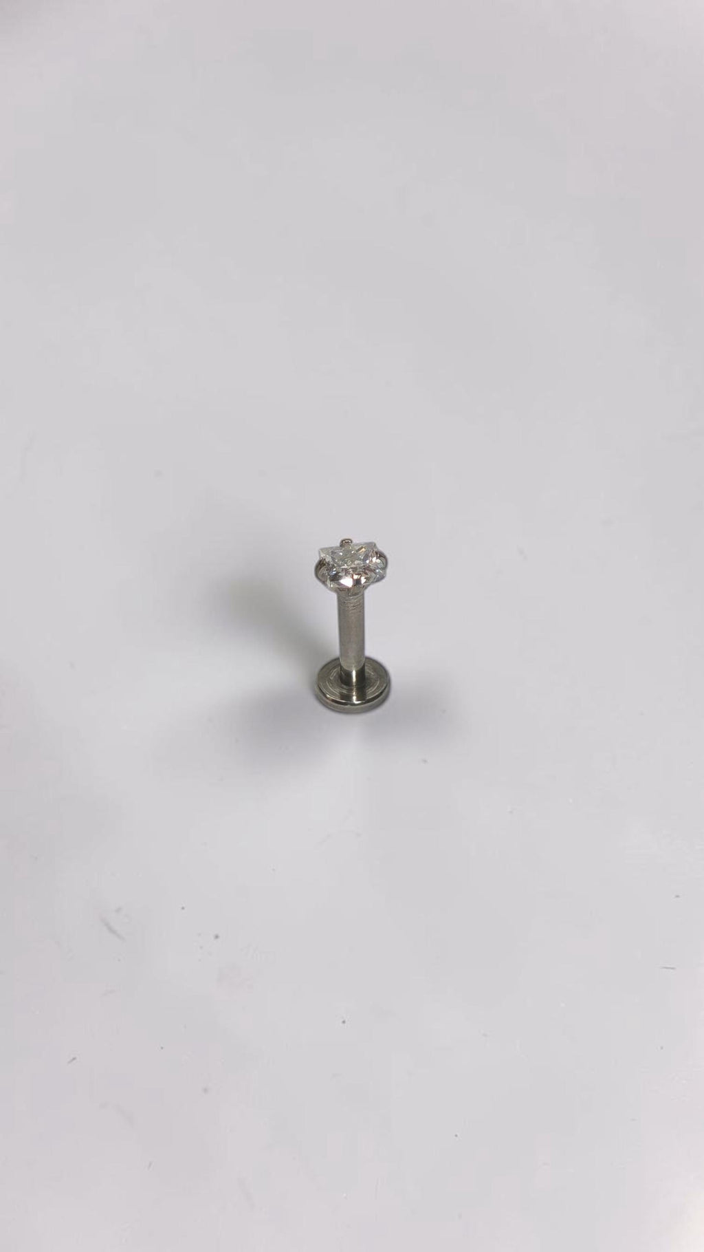 Clear CZ Labret Stud, Stainless Steel Flat Back Earring, Tragus Helix Piercing Jewellery