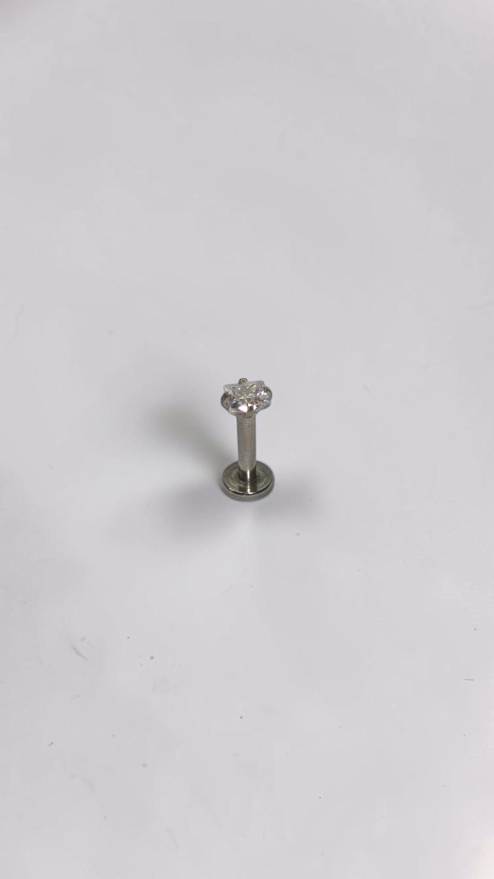 Clear CZ Labret Stud, Stainless Steel Flat Back Earring, Tragus Helix Piercing Jewellery