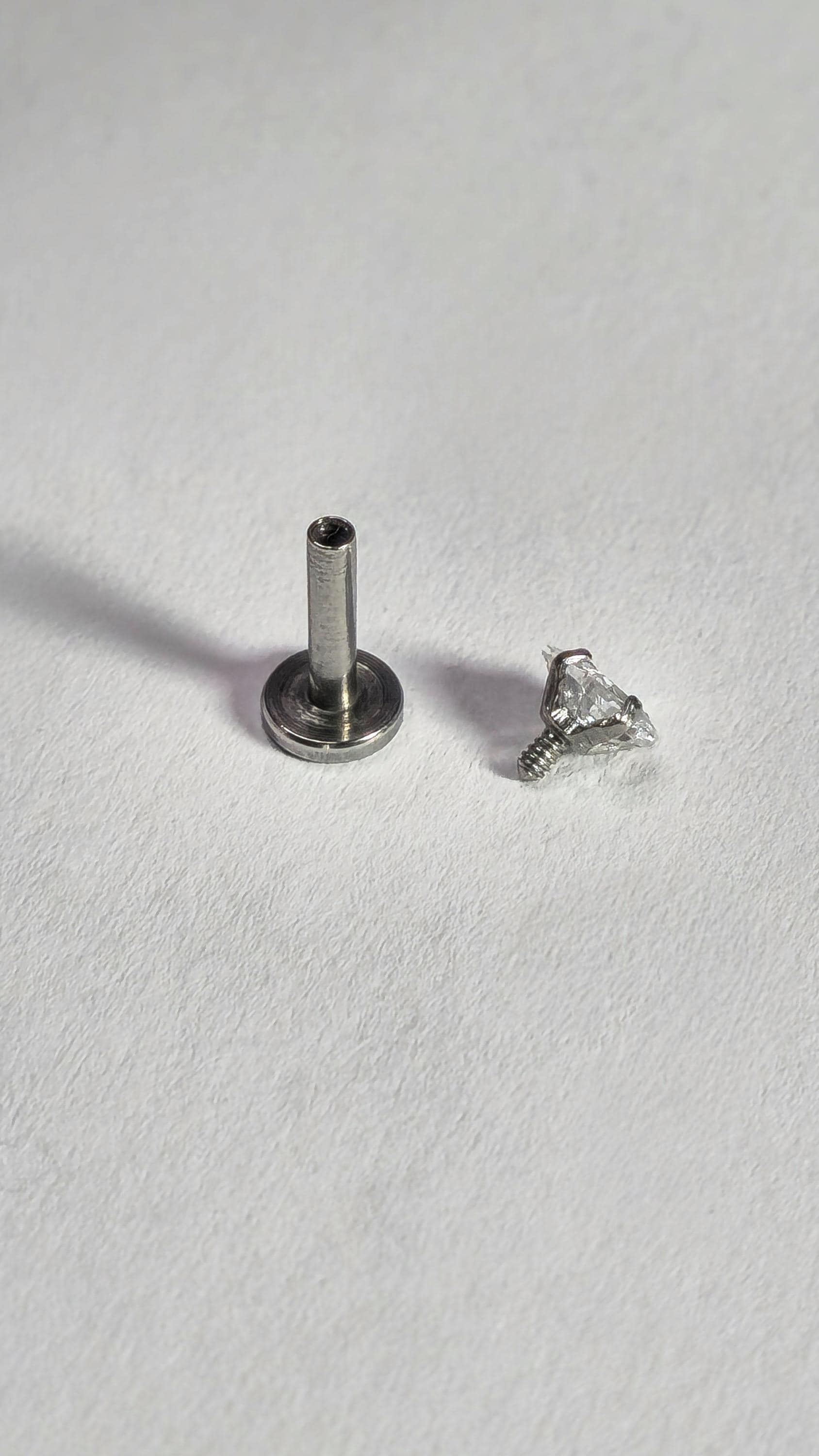 Clear CZ Labret Stud, Stainless Steel Flat Back Earring, Tragus Helix Piercing Jewellery