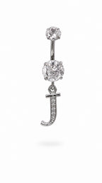 Alphabet Initial Belly Button Rings With CZ Crystals