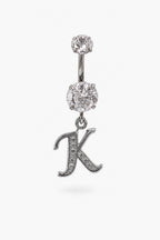 Alphabet Initial Belly Button Rings With CZ Crystals