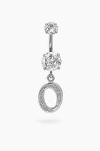 Alphabet Initial Belly Button Rings With CZ Crystals