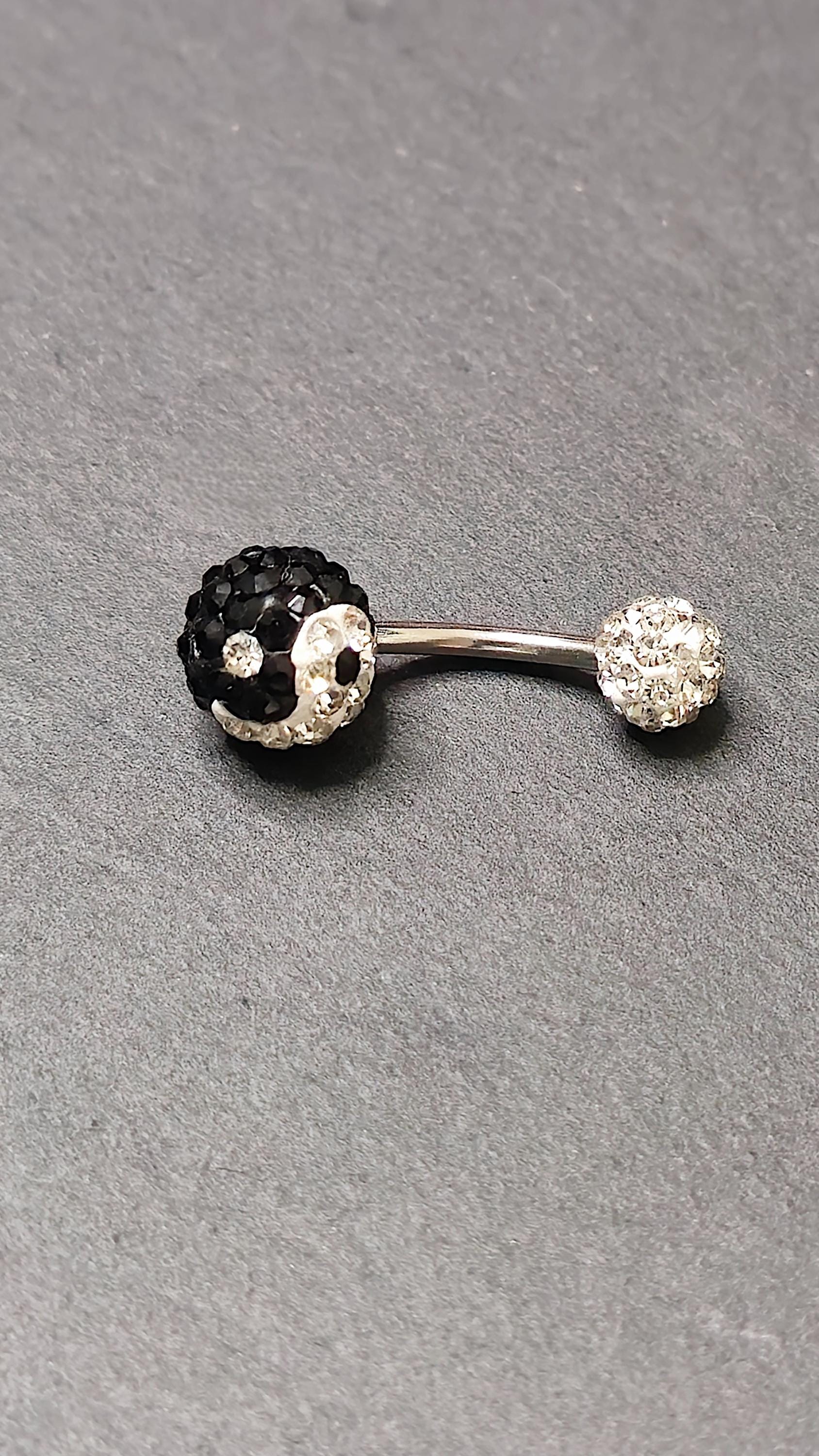 Yin Yang Crystal Belly Button Ring