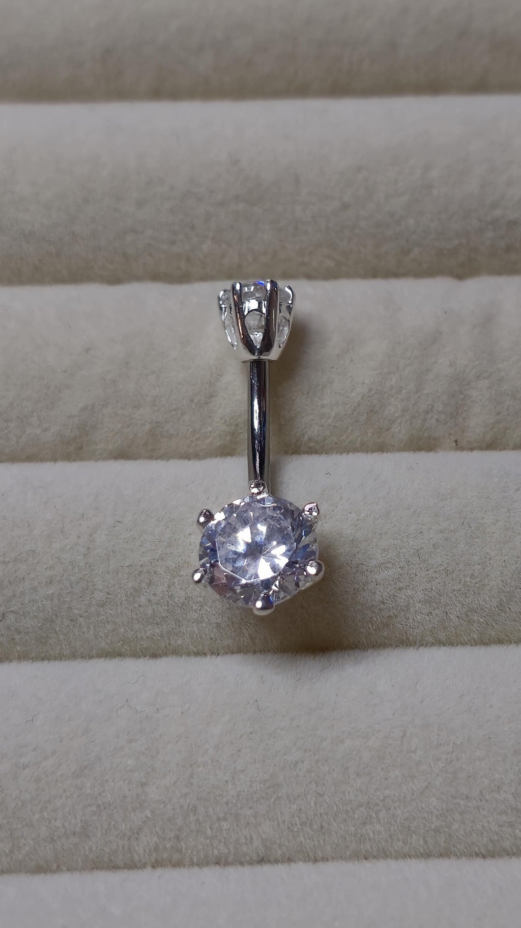 Round Double Crystal Belly Button Ring, Stainless Steel Curved Belly Navel Barbells