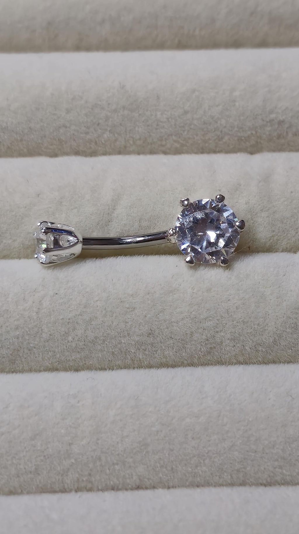 Round Double Crystal Belly Button Ring, Stainless Steel Curved Belly Navel Barbells