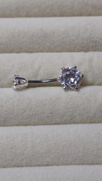 Round Double Crystal Belly Button Ring, Stainless Steel Curved Belly Navel Barbells
