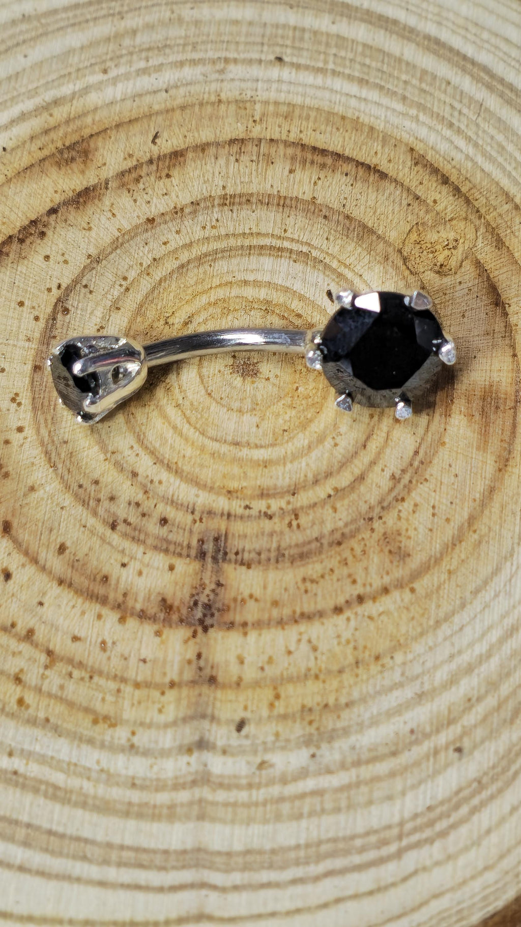 Round Double Crystal Belly Button Ring, Stainless Steel Curved Belly Navel Barbells