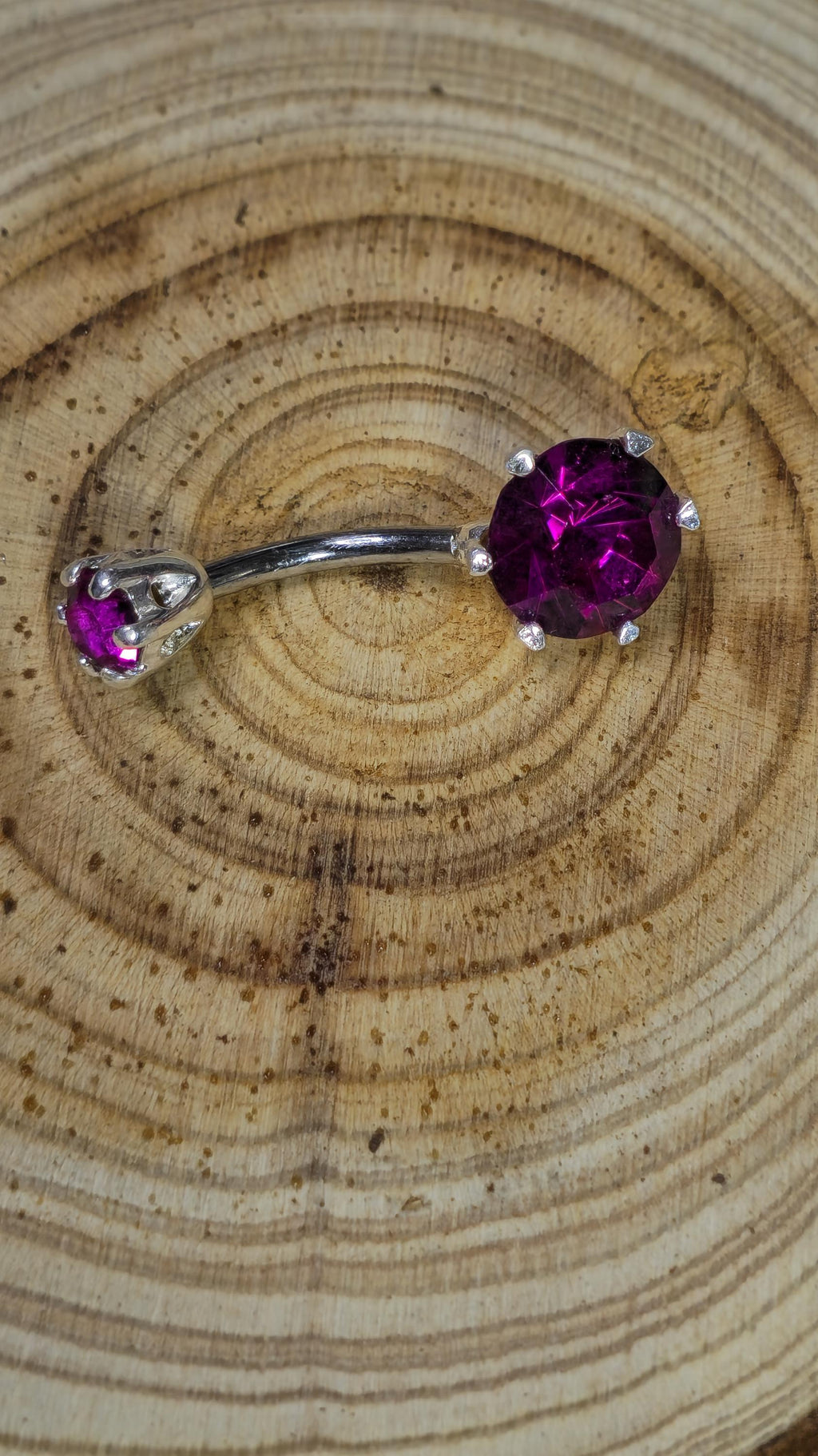 Round Double Crystal Belly Button Ring, Stainless Steel Curved Belly Navel Barbells