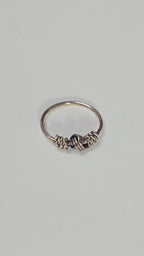 Silver Wire-Wrapped Knot Nose Ring, Boho Textured Nostril Hoop Tribal Piercing Jewellery