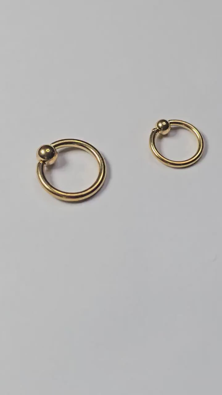 Titanium Gold Captive Bead Rings - Septum, Ear and Nipple Piercings