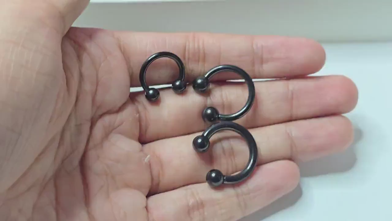 Titanium Black Horseshoe Circular Barbell Septum Nose Ring