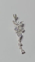 CZ Butterfly Belly Button Ring Silver Alloy  Navel Bar Dangle Drop Piercing Jewellery