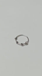 Silver Coiled Ball Nose Ring Wire-Wrapped Boho Nostril Hoop Beaded Piercing Jewellery