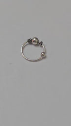 Silver Ball Nose Ring Wire-Wrapped Nostril Hoop Boho Beaded Piercing