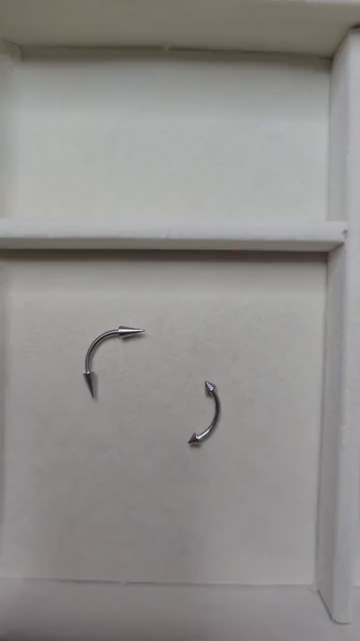 Titanium Silver Eyebrow Barbell Cone/Spike : Internally Threaded 16G and 14G Body Jewellery
