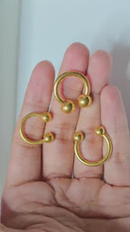 Titanium Gold Horseshoe Circular Barbell Septum Nose Ring