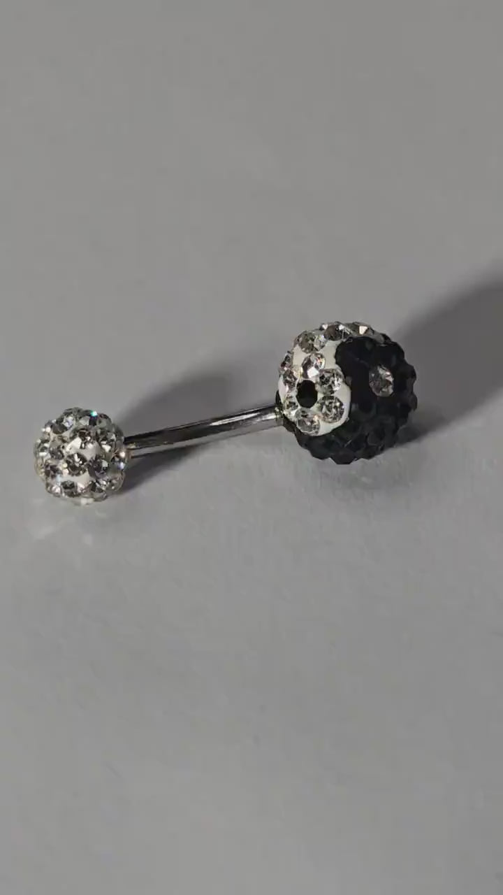 Yin Yang Crystal Belly Button Ring