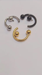 Titanium Gold Horseshoe Circular Barbell Septum Nose Ring
