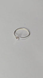 Dainty Silver Crystal Nose Ring, Silver Open Nostril Hoop