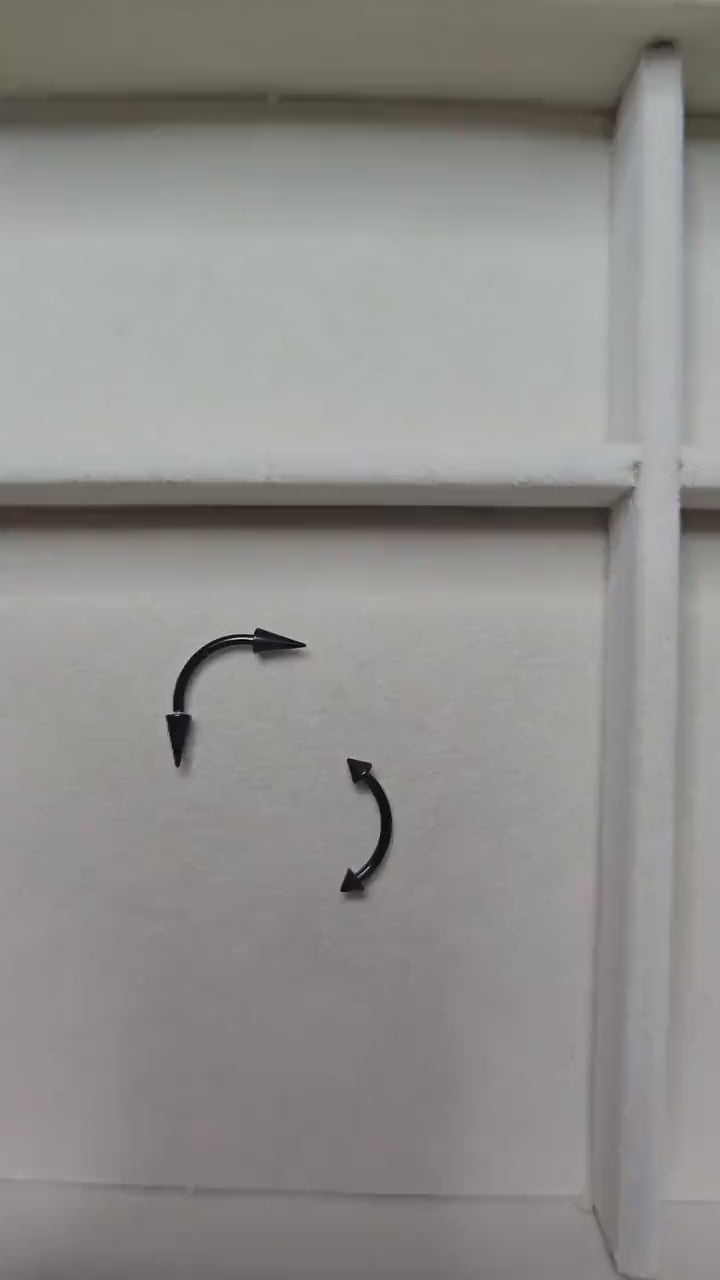 Black Titanium Arrow Curved Barbell, Eyebrow Ring, Rook, Snug and Vertical Labret Piercing Jewellery
