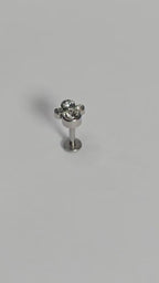 Clear CZ Paw Print Labret Stud, Flat Back Earring, Tragus Helix Cartilage Piercing Jewellery