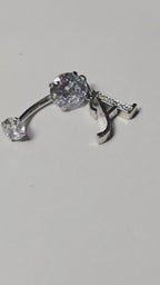 Alphabet Initial Belly Button Rings With CZ Crystals